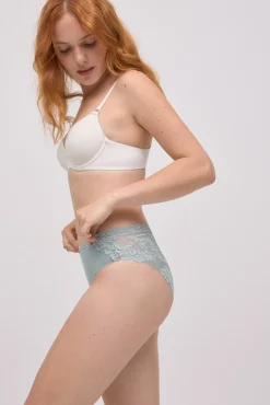 Braga midi algodón con encaje verde