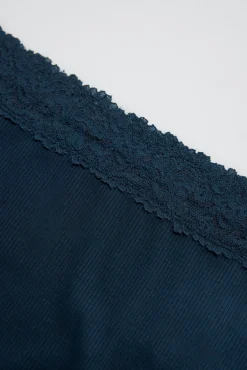 Braga midi canalé con encaje marino