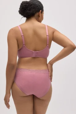 Braga midi canalé con encaje rosa