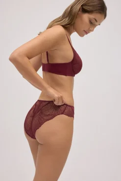 Braga midi de encaje granate