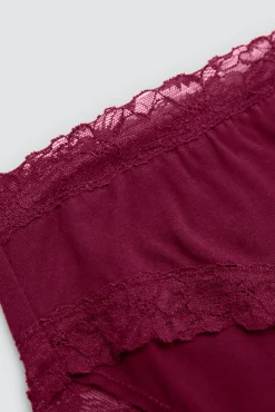 Braga midi detalles encaje granate