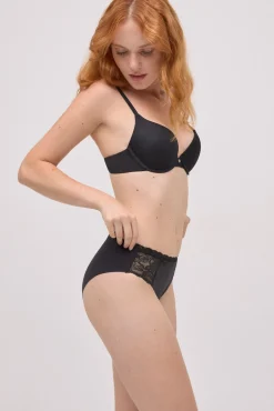 Braga midi elástica con encaje negro