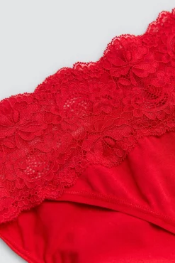 Braga midi mujer encaje rojo