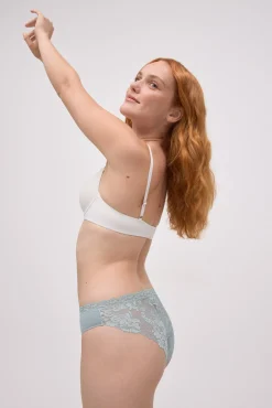 Braga mini algodón con encaje verde