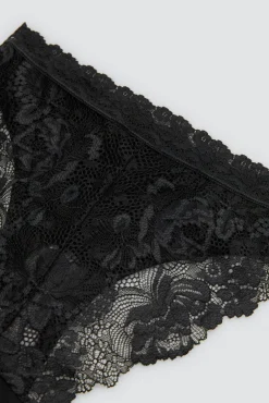 Braga mini algodón con encaje negro