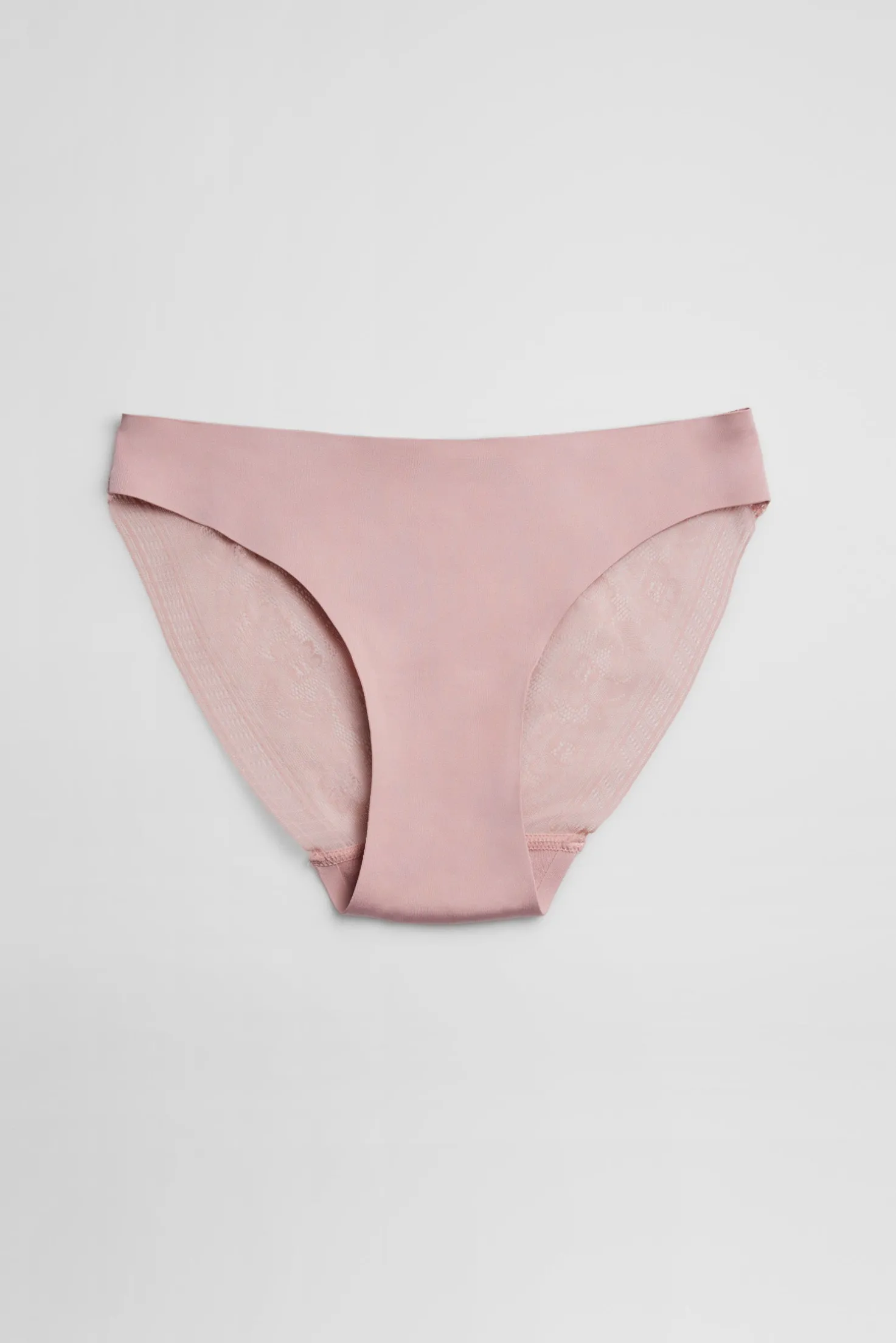 Braga mini invisible con encaje rosa