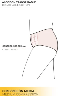 Braga reductora algodón compresión media nude