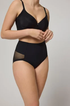 Braguita alta reductora tejido de tul compresión media negro