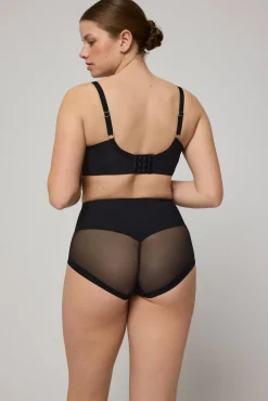 Braguita alta reductora tejido de tul compresión media negro