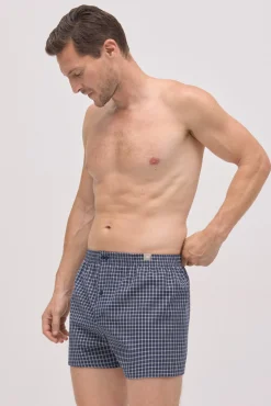 Bóxer de tela abertura algodón estampado cuadros