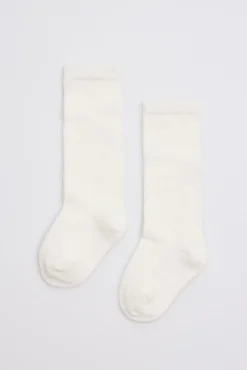 Calcetines bebé largos básicos marfil
