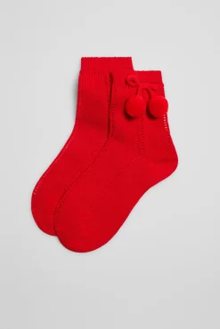 Calcetines calados infantiles rojo