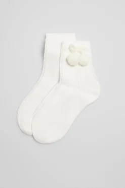 Calcetines calados infantiles marfil