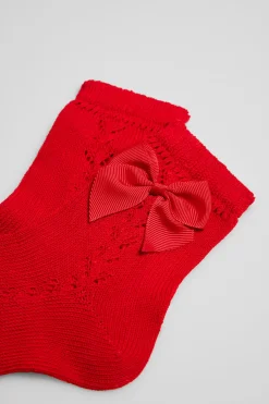 Calcetines calados infantiles rojo