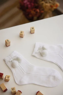 Calcetines calados infantiles blanco