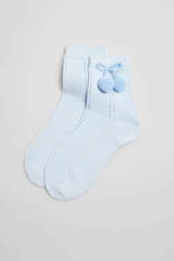 Calcetines calados infantiles celeste