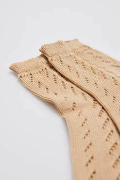 Calcetines calados infantil camel