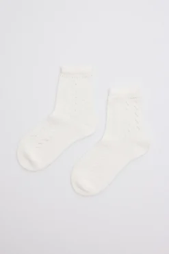 Calcetines calados infantil marfil