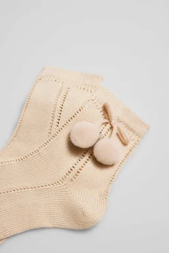 Calcetines calados infantiles beige