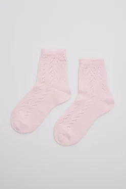 Calcetines calados infantil rosa