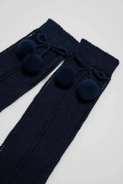 Calcetines calados largos infantiles marino