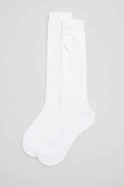 Calcetines calados largos infantiles blanco