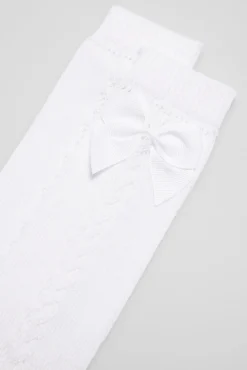 Calcetines calados largos infantiles blanco