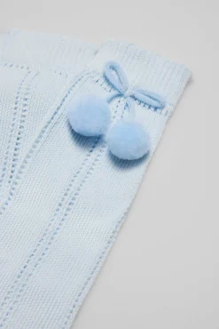 Calcetines calados largos infantiles celeste