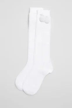 Calcetines calados largos infantiles blanco