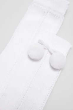 Calcetines calados largos infantiles blanco