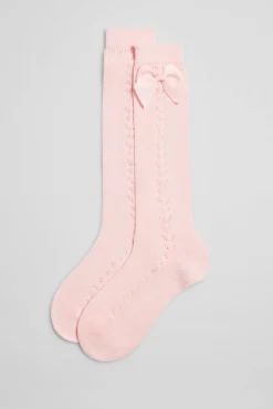Calcetines calados largos infantiles rosa