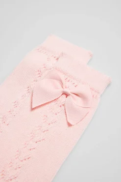 Calcetines calados largos infantiles rosa