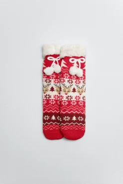 Calcetines infantiles borreguito antideslizantes Navidad