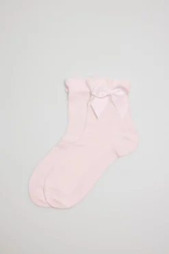 Calcetines infantiles de ceremonia lazada en rosa