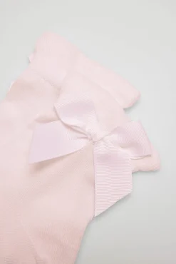 Calcetines infantiles de ceremonia lazada en rosa