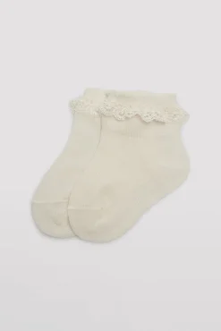Calcetines infantiles de ceremonia con blonda marfil