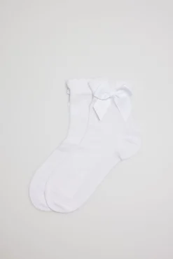 Calcetines infantiles de ceremonia lazada en blanco
