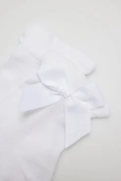 Calcetines infantiles de ceremonia lazada en blanco