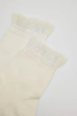 Calcetines infantiles de ceremonia puño con detalles marfil