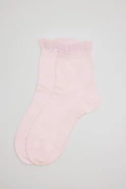 Calcetines infantiles de ceremonia puño con detalles rosa