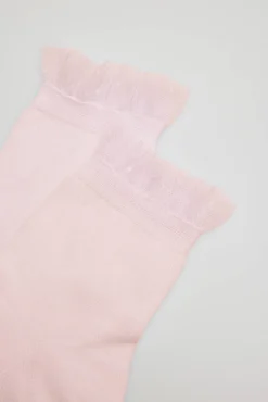 Calcetines infantiles de ceremonia puño con detalles rosa