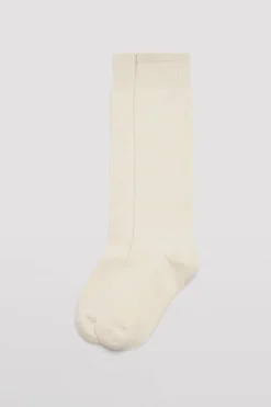 Calcetines infantiles largos algodón beige