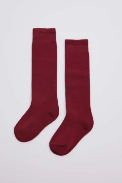 Calcetines infantiles largos algodón granate