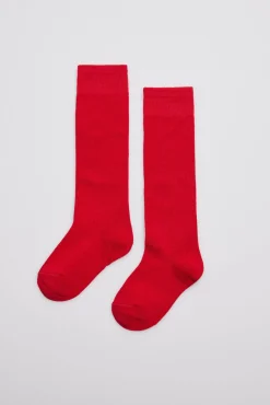 Calcetines infantiles largos algodón rojo