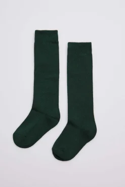 Calcetines infantiles largos algodón verde botella