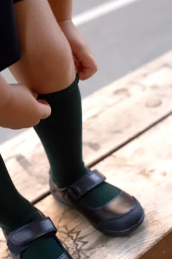 Calcetines infantiles largos algodón verde botella