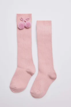Calcetines largos pompones pastel