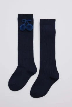 Calcetines largos pompones marino