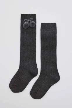 Calcetines largos pompones marengo
