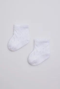 Calcetines perlé recién nacido blanco